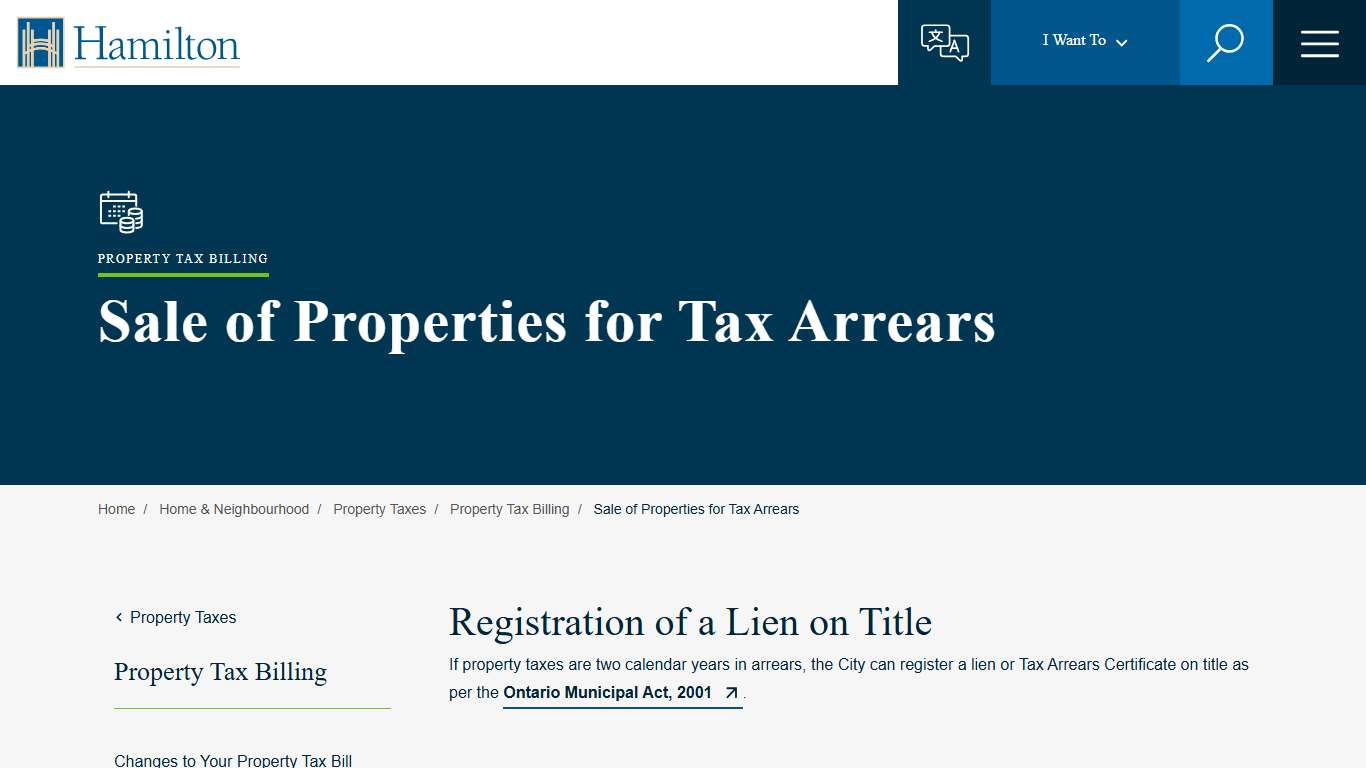 Sale of Properties for Tax Arrears | City of Hamilton