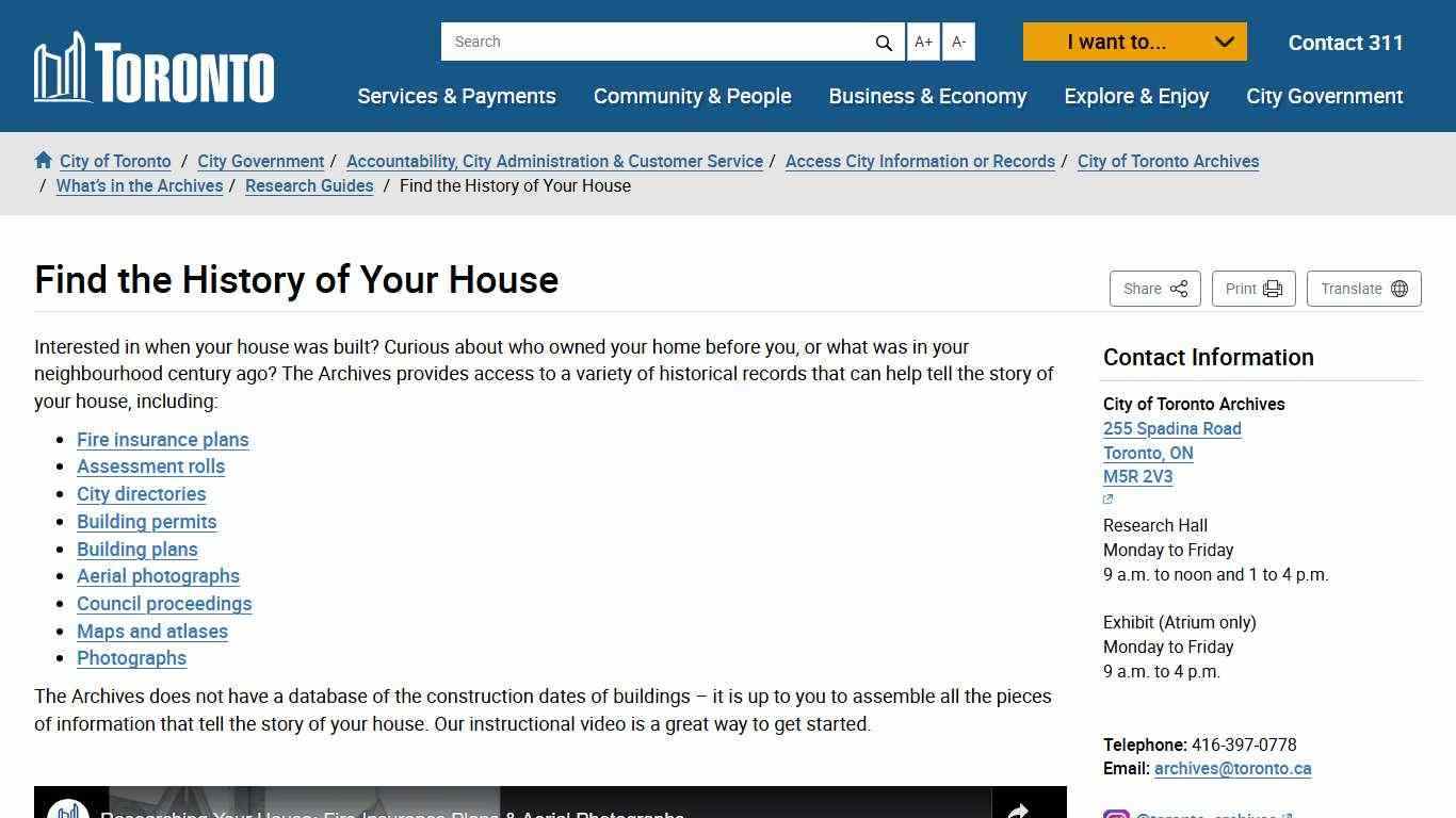 Find the History of Your House – City of Toronto